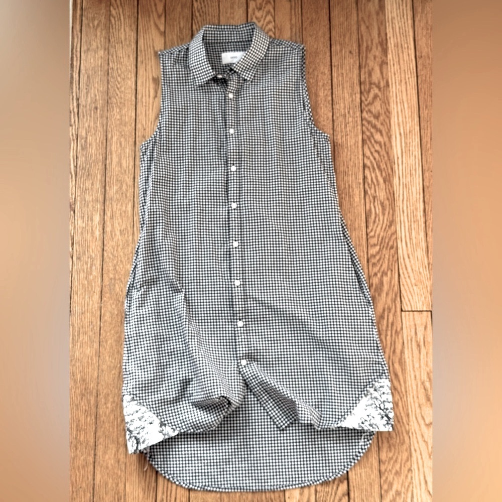 Onia Black and White Gingham Shirt Dress - Size Small